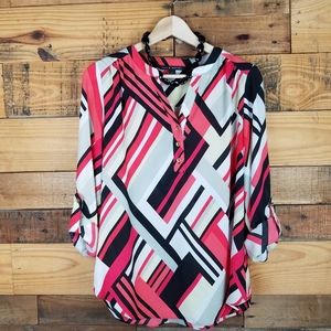 Zac & Rachel Coral + Black Colorblock Top